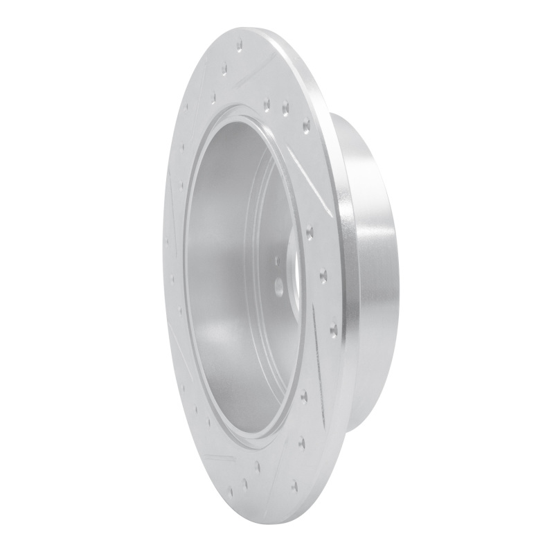 Mitsubishi Lancer Brake Rotor (1) - Rear Right - R1 Concepts - Drilled & Slotted - Silver - `07-`15